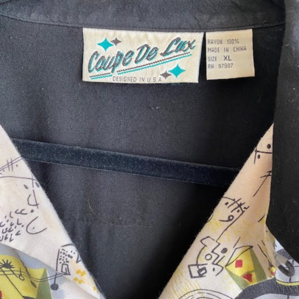 Vintage 90's does 50's mens Googie Retro print shirt size XL - Picture 3 of 5